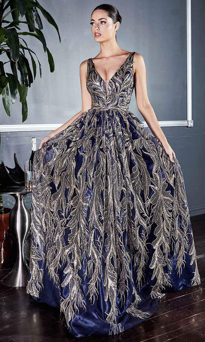 Cinderella Divine - J812 Glitter Embellished A-Line Gown Prom Dresses