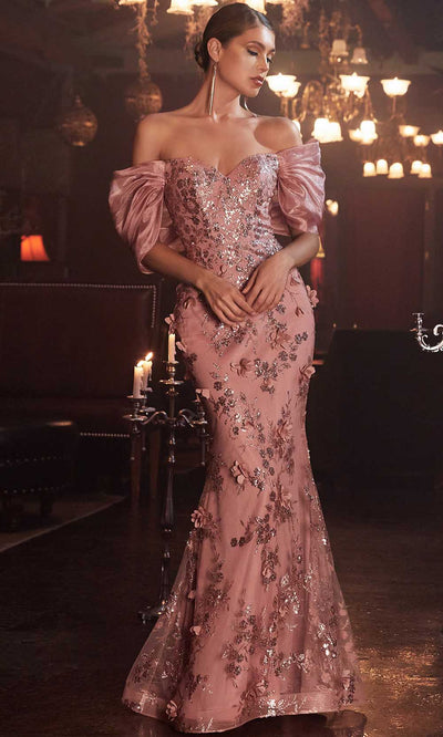 Cinderella Divine J817 - Bow Sleeves Evening Dress Special Occasion Dress 2 / Dusty Rose