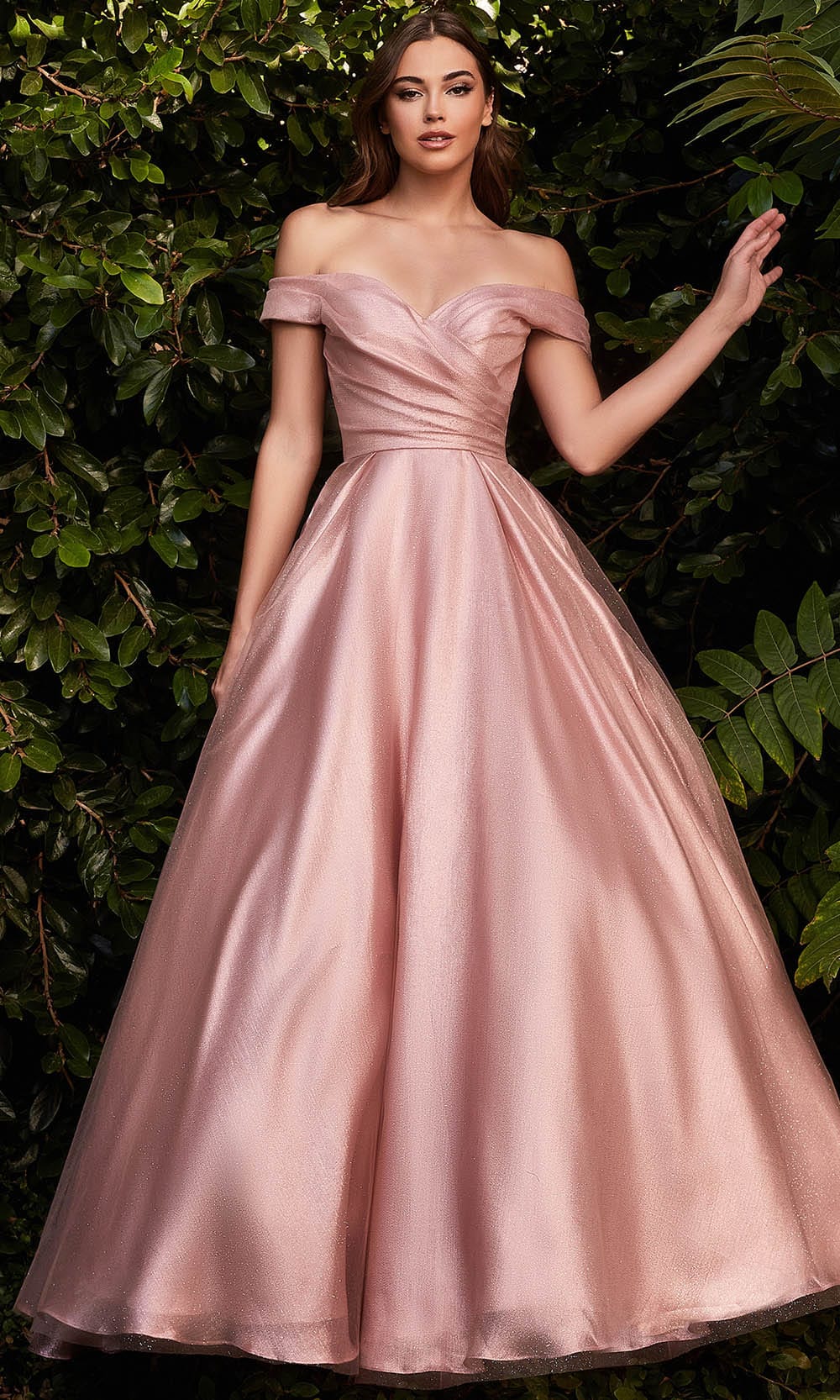 Cinderella Divine J823 - Off Shoulder Evening Dress Special Occasion Dress 2 / Blush
