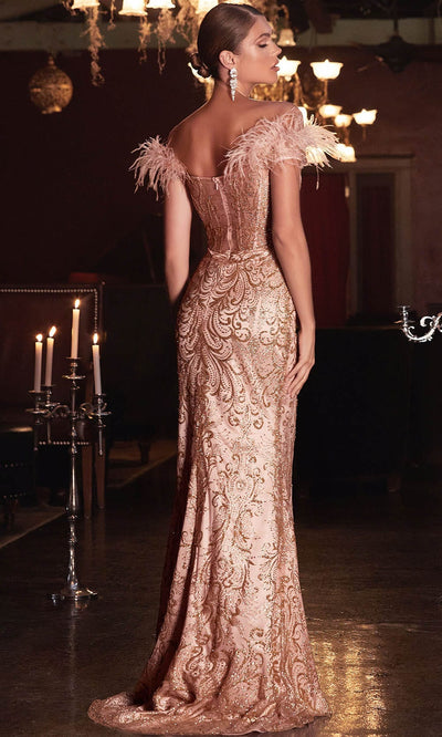 Cinderella Divine J824 - Feathered Trumpet Gown Special Occasion Dress
