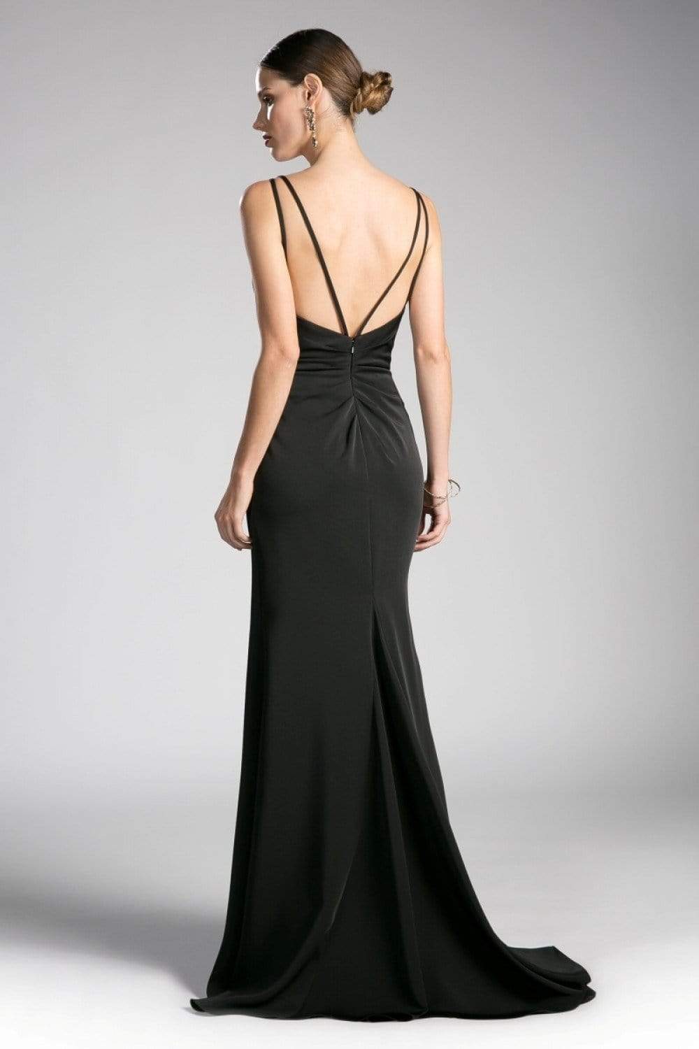 Cinderella Divine - KC1850 Sleeveless Wrap Bodice Drape-Detailed Gown Evening Dresses