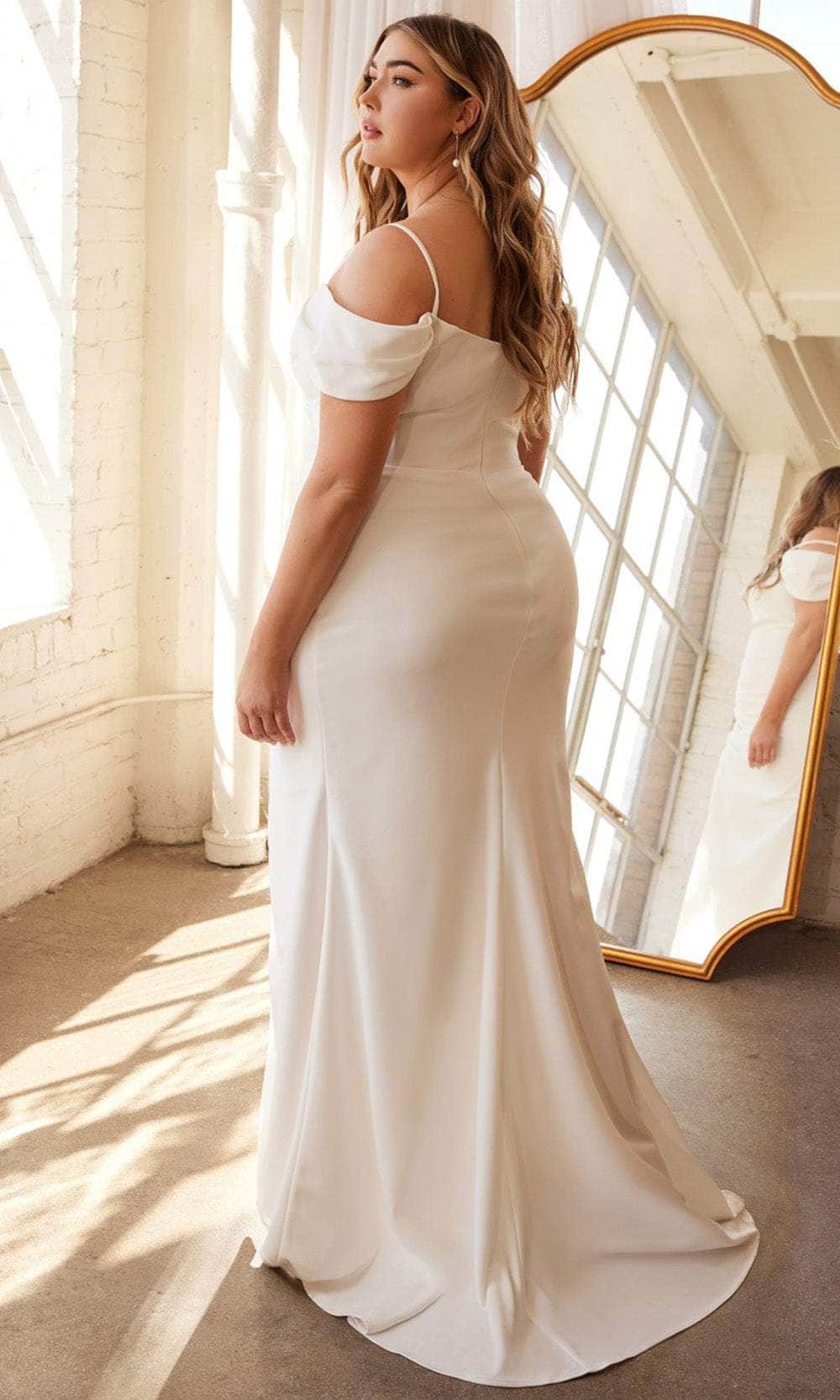 Cinderella Divine KV1057WC - Off Shoulder Crepe Wedding Gown Wedding Dresses