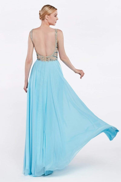 Cinderella Divine - Sheer Long Bell Sleeves Beaded Chiffon Evening Gown Special Occasion Dress