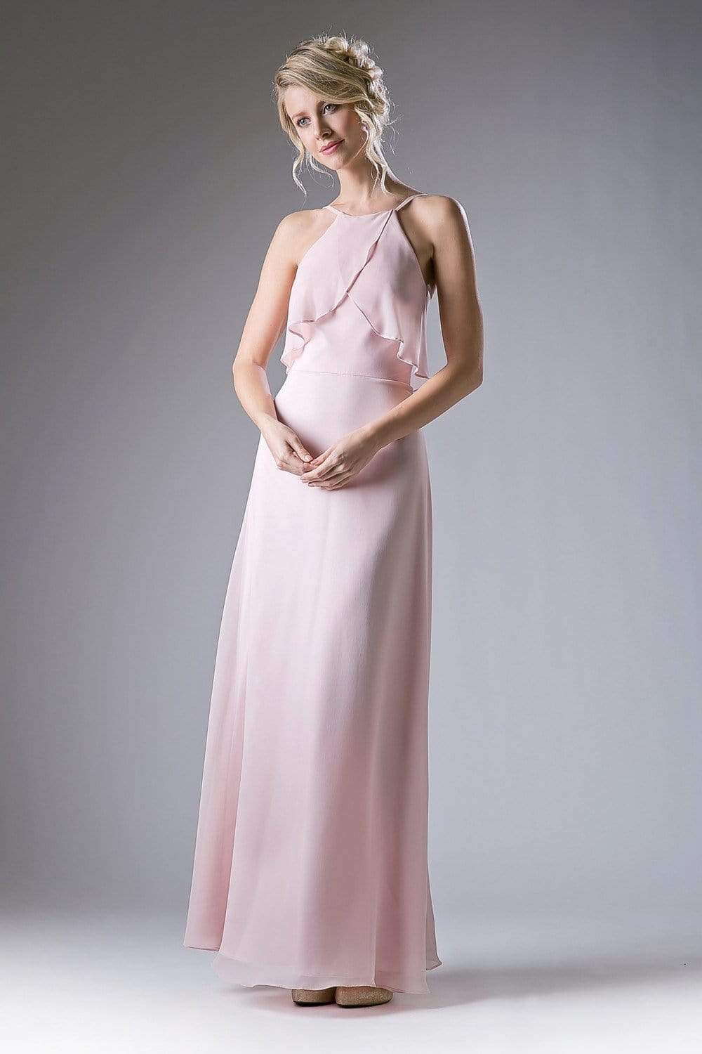 Cinderella Divine - Sleeveless Flounce Halter Neck Sheath Dress Special Occasion Dress