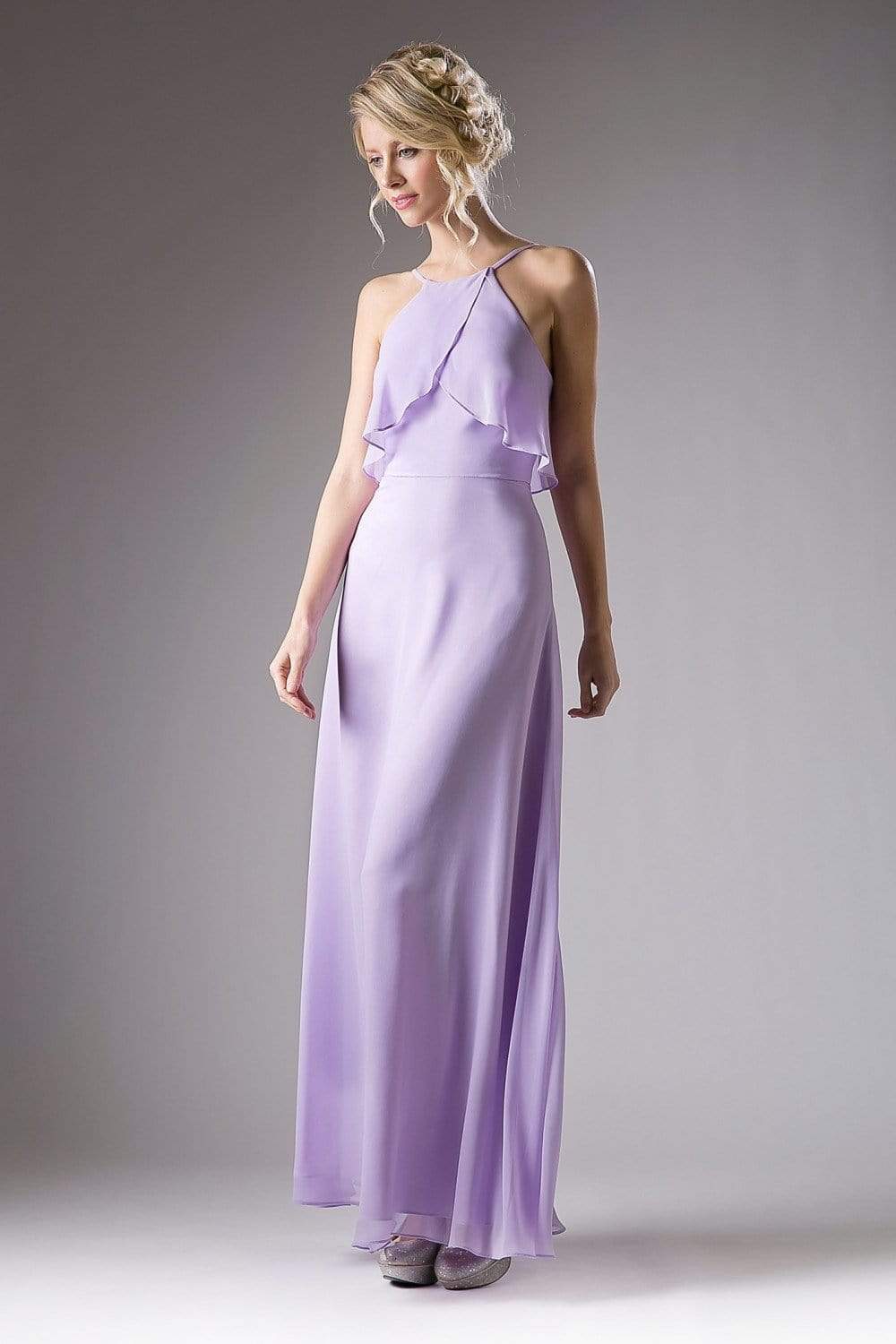 Cinderella Divine - Sleeveless Flounce Halter Neck Sheath Dress Special Occasion Dress