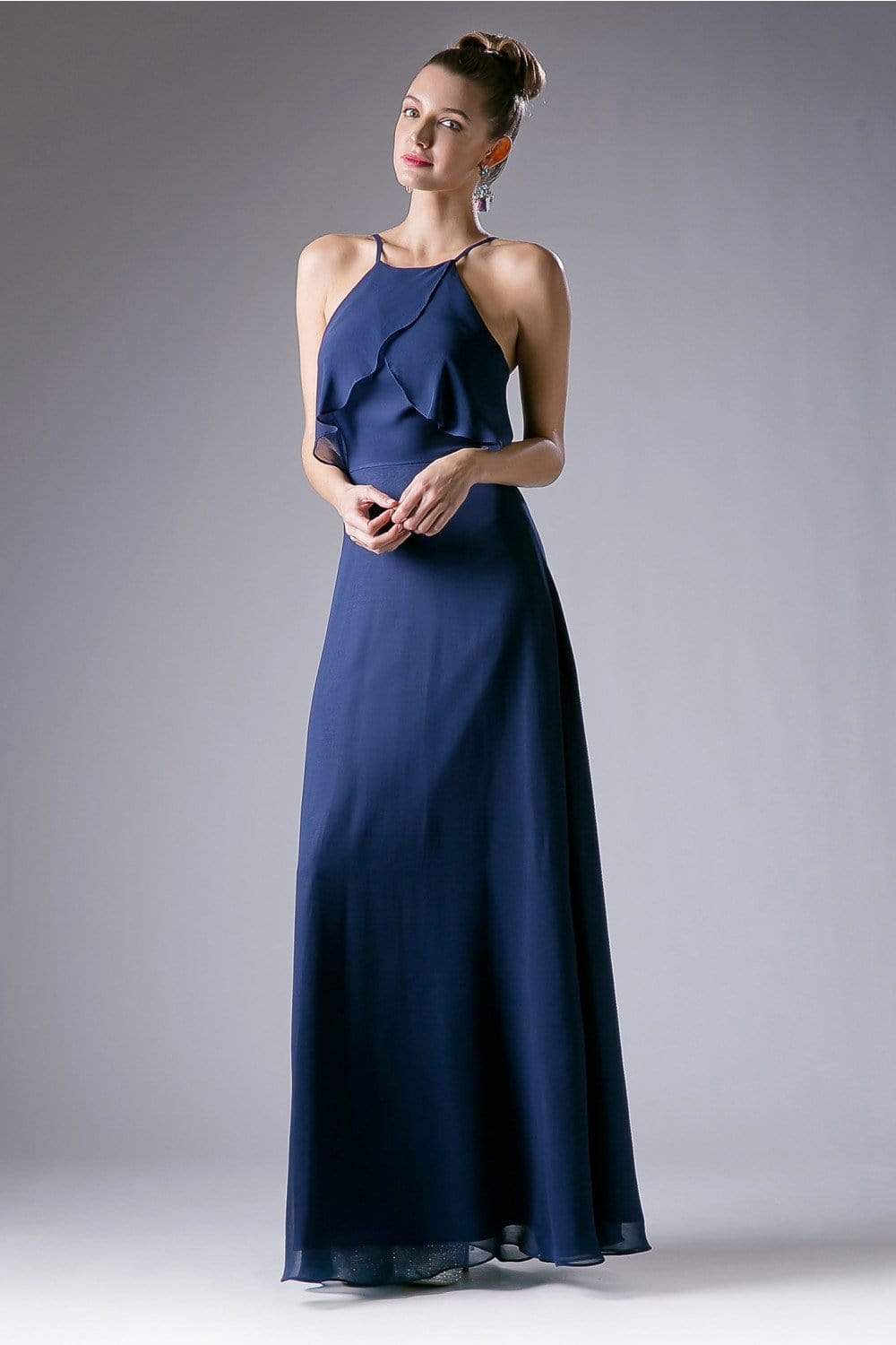 Cinderella Divine - Sleeveless Flounce Halter Neck Sheath Dress Special Occasion Dress