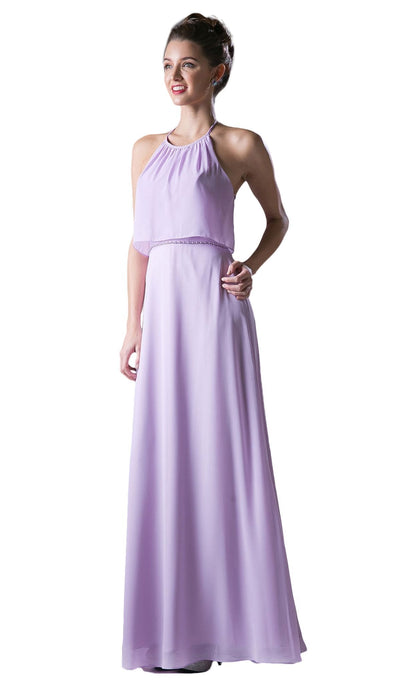 Cinderella Divine - Sleeveless Halter Neck Embellished A-line Dress Special Occasion Dress