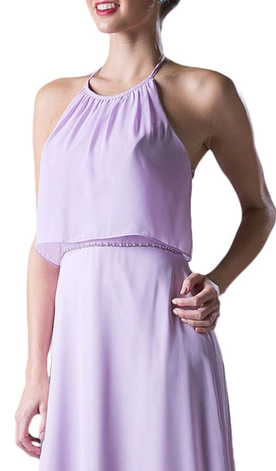 Cinderella Divine - Sleeveless Halter Neck Embellished A-line Dress Special Occasion Dress XS / Lilac