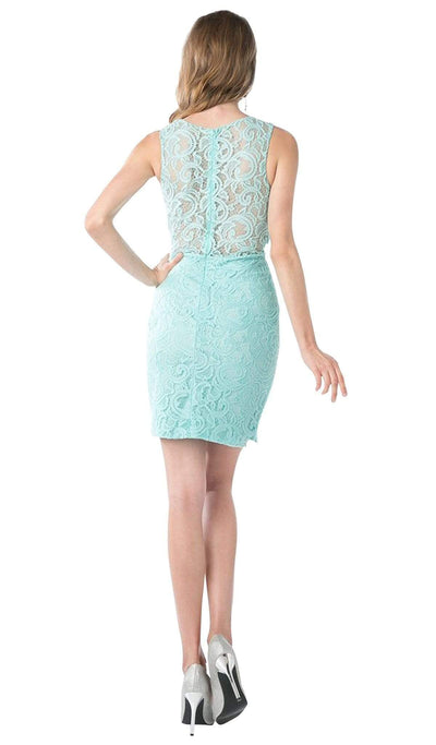 Cinderella Divine - Sleeveless Illusion Jewel Lace Sheath Fitted Cocktail Dress Special Occasion Dress
