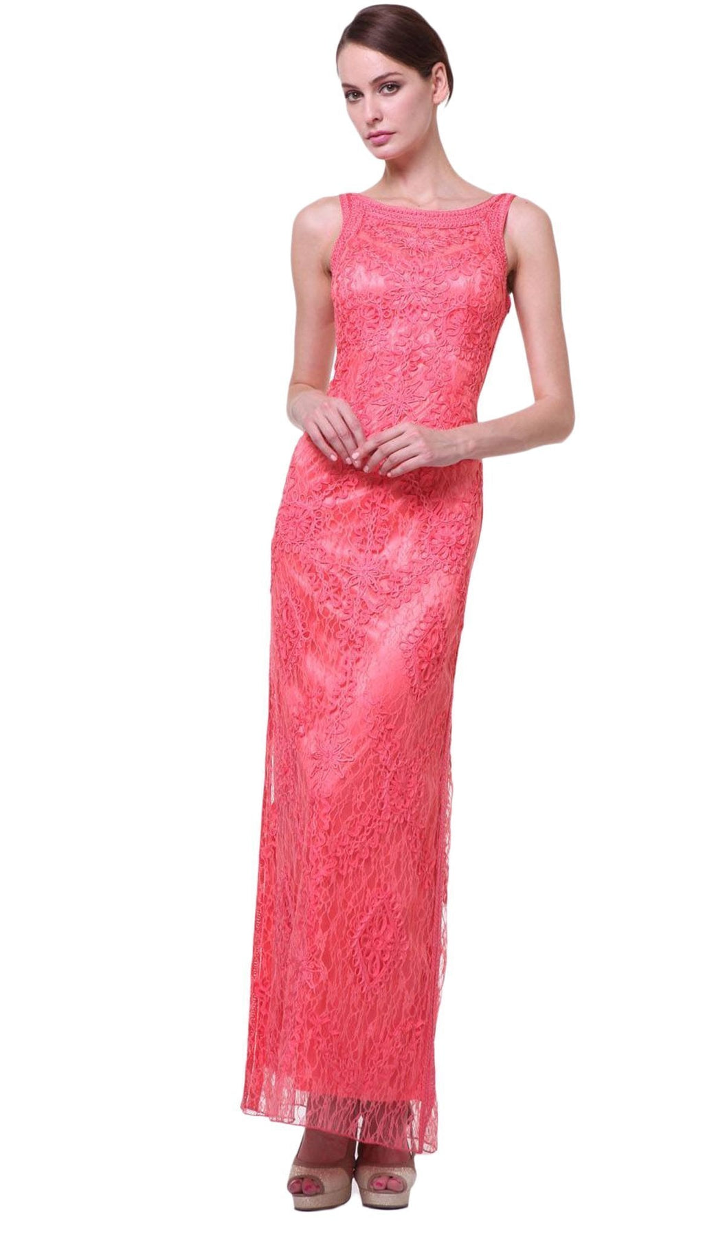 Cinderella Divine - Soutache Adorned Long Sheath Dress Special Occasion Dress