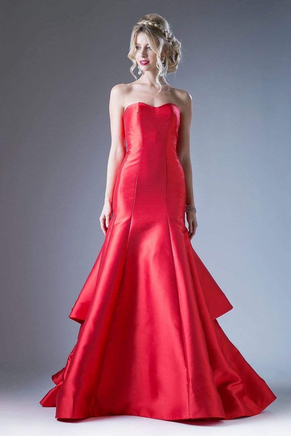 Cinderella Divine - Strapless Sweetheart Layered Trumpet Dress Special Occasion Dress 2 / Red