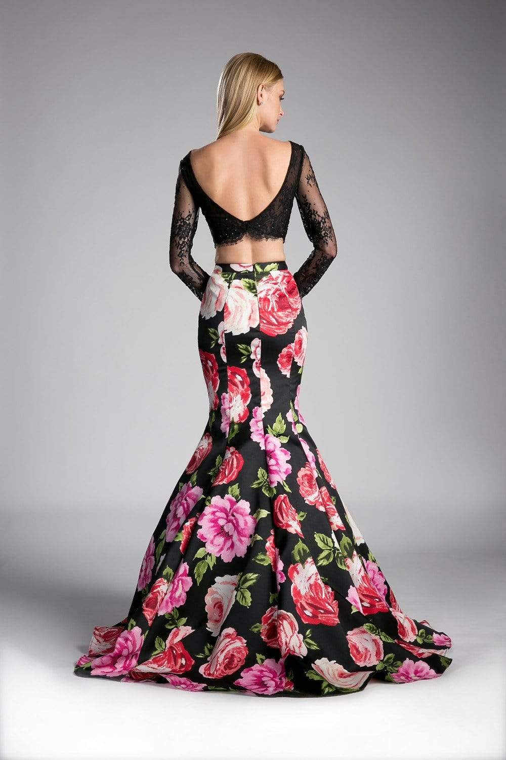 Ladivine - Two Piece Lace Floral Mermaid Evening Dress Special Occasion Dress