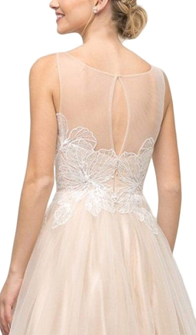 Ladivine - UE009 Illusion Neckline Lace Bodice Tulle Gown Bridesmaid Dresses