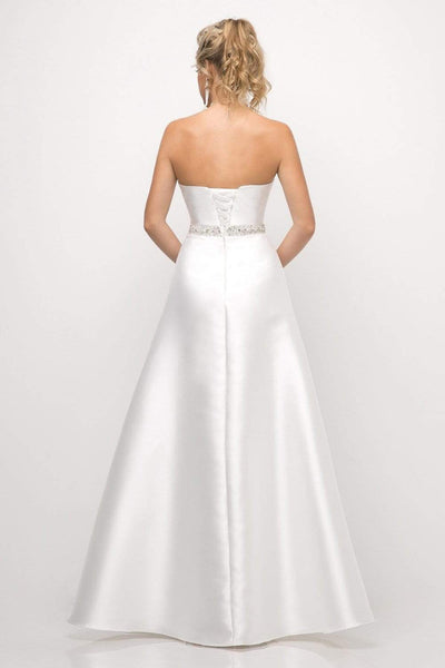 Cinderella Divine - UT253 Strapless Mikado Crystal Beaded Belt Gown Special Occasion Dress