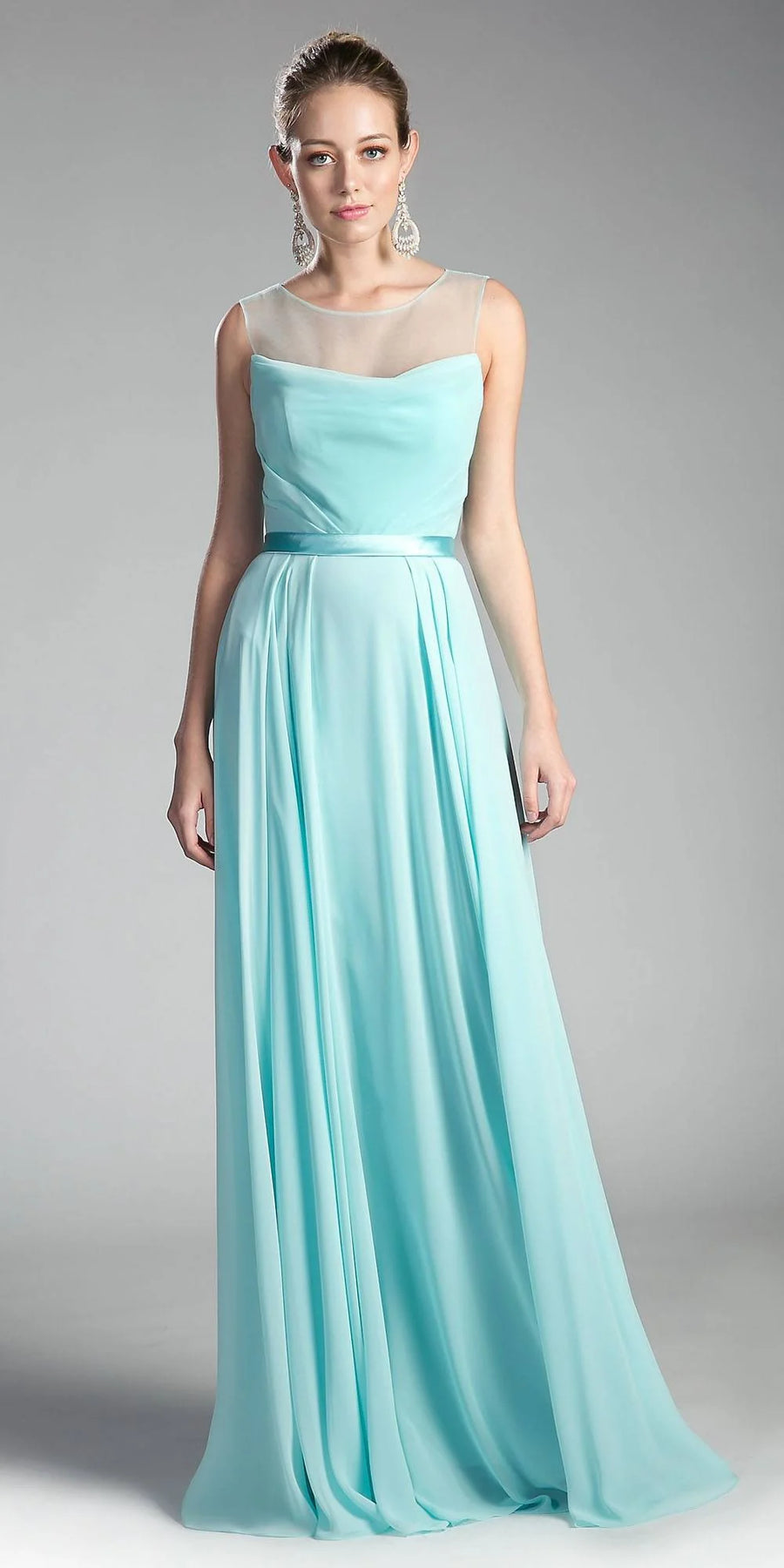 Ladivine CJ236 - Empire Waist Chiffon A-Line Dress