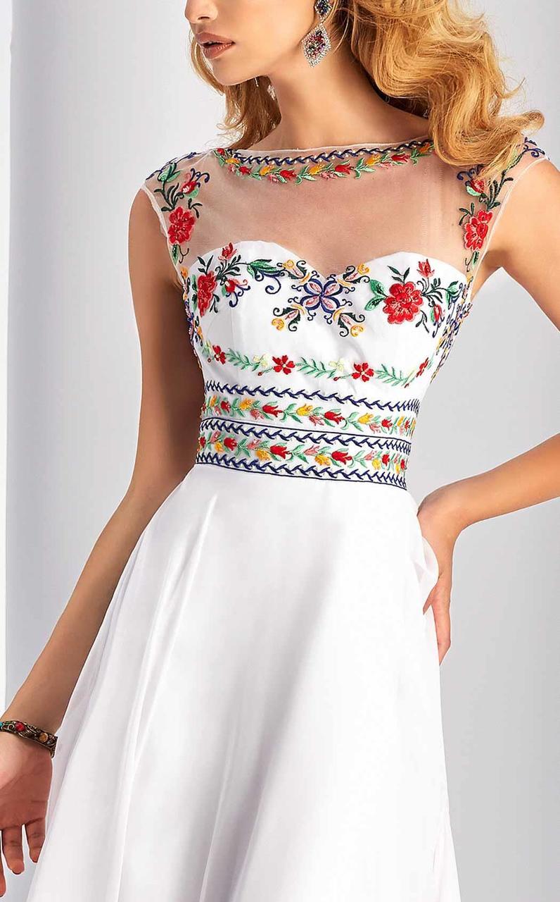 Clarisse - 3050 Floral Illusion Bateau A-line Dress Special Occasion Dress