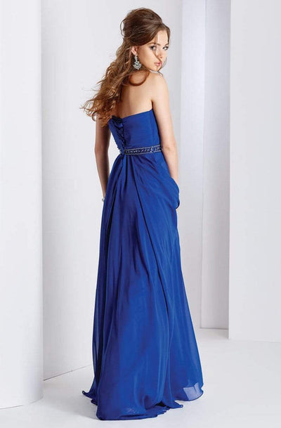 Clarisse - 3428 Strapless Pleated Surplice Chiffon Gown Special Occasion Dress 0 / Cobalt