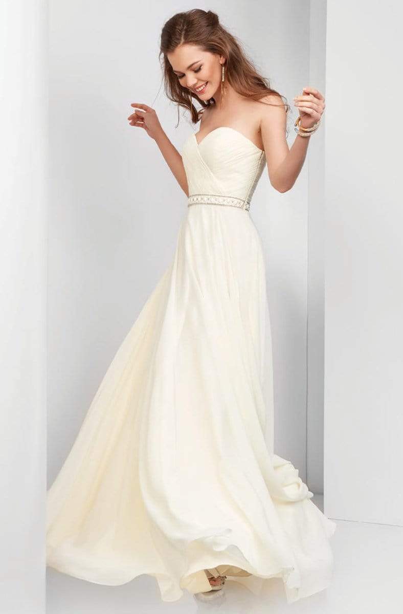 Clarisse - 3428 Strapless Pleated Surplice Chiffon Gown Special Occasion Dress 0 / Ivory