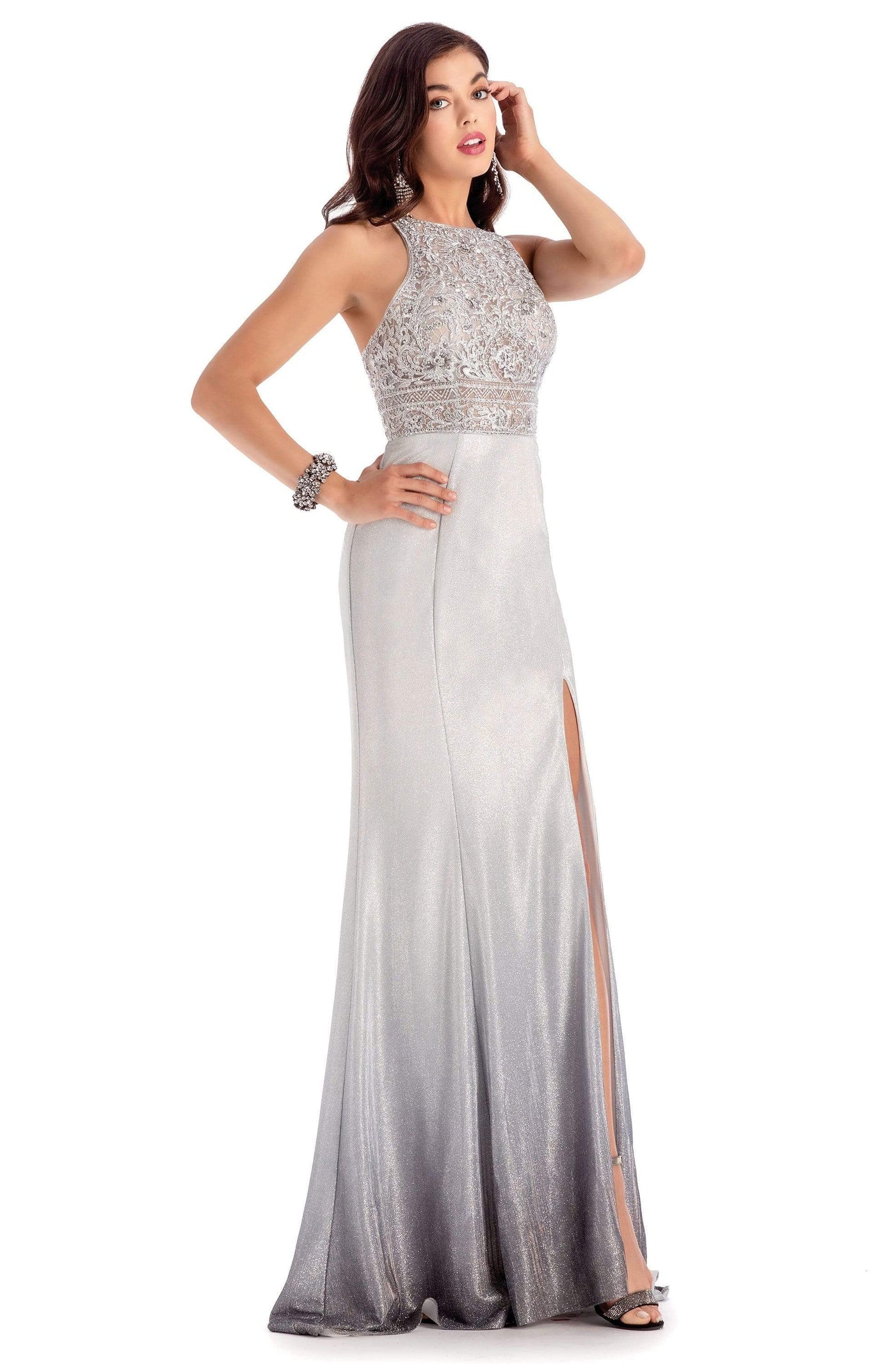 Clarisse-8100SleevelessEmbellishedBodiceSheathDress PromDresses 2 / Silver Ombre