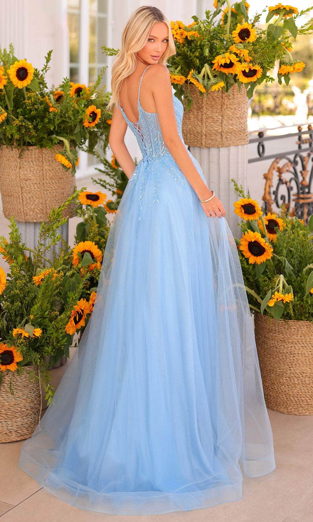 Formal Prom A-Line Illusion Lace Floor-Length Lace Dress 811151 by Clarisse 16 / Powderblue Formal Prom A-Line Illusion Lace Floor-Length Lace Dress 811151 by Clarisse 16 / Powderblue