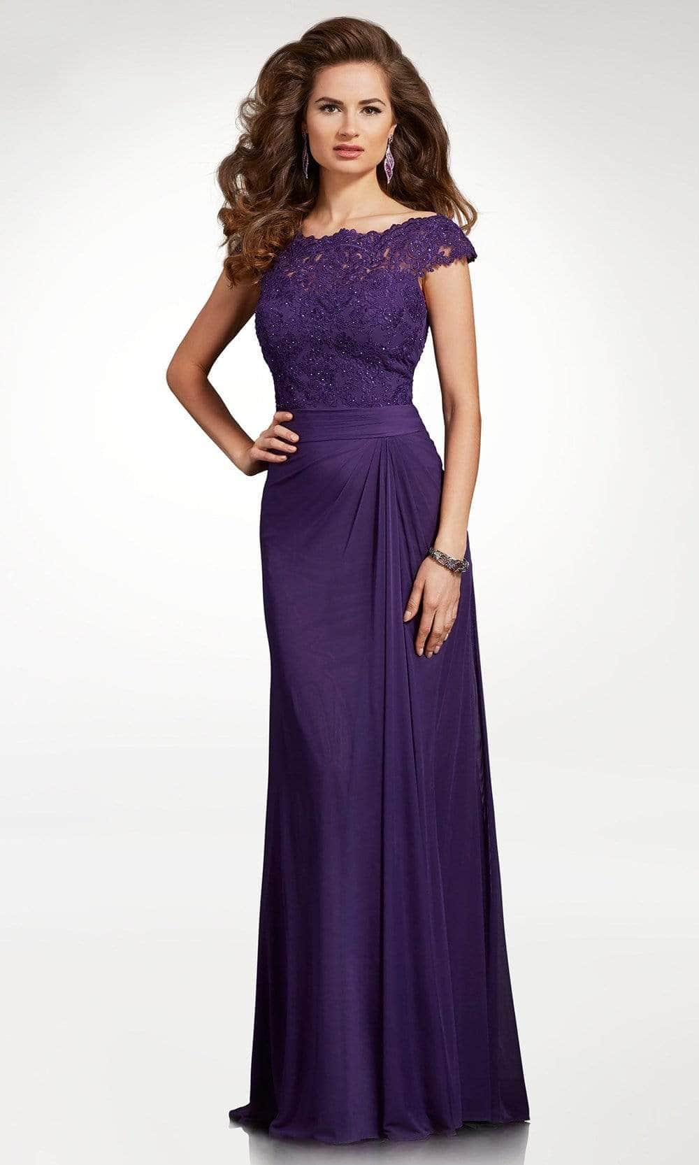 Clarisse - Cap Sleeve Sheath Formal Dress M6531 - 1 pc Purple In Size 6 Available CCSALE 6 / Purple