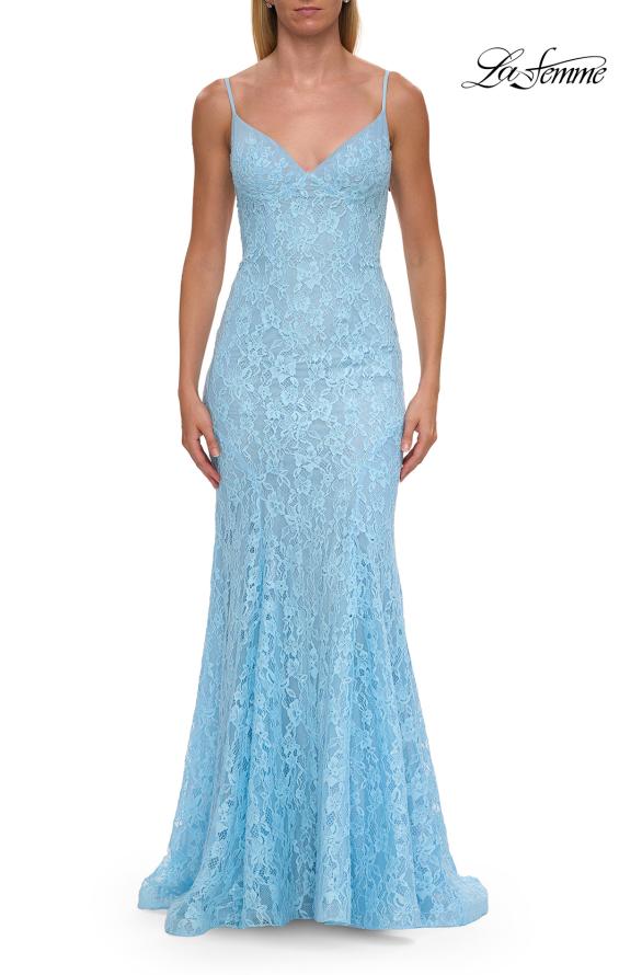 La Femme 33452 - Illusion Scoop Back Floral Lace Dress