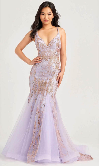 Colette By Daphne CL5109 - Lace Up Back Prom Dress Prom Dresses 00 / Lilac/Gold