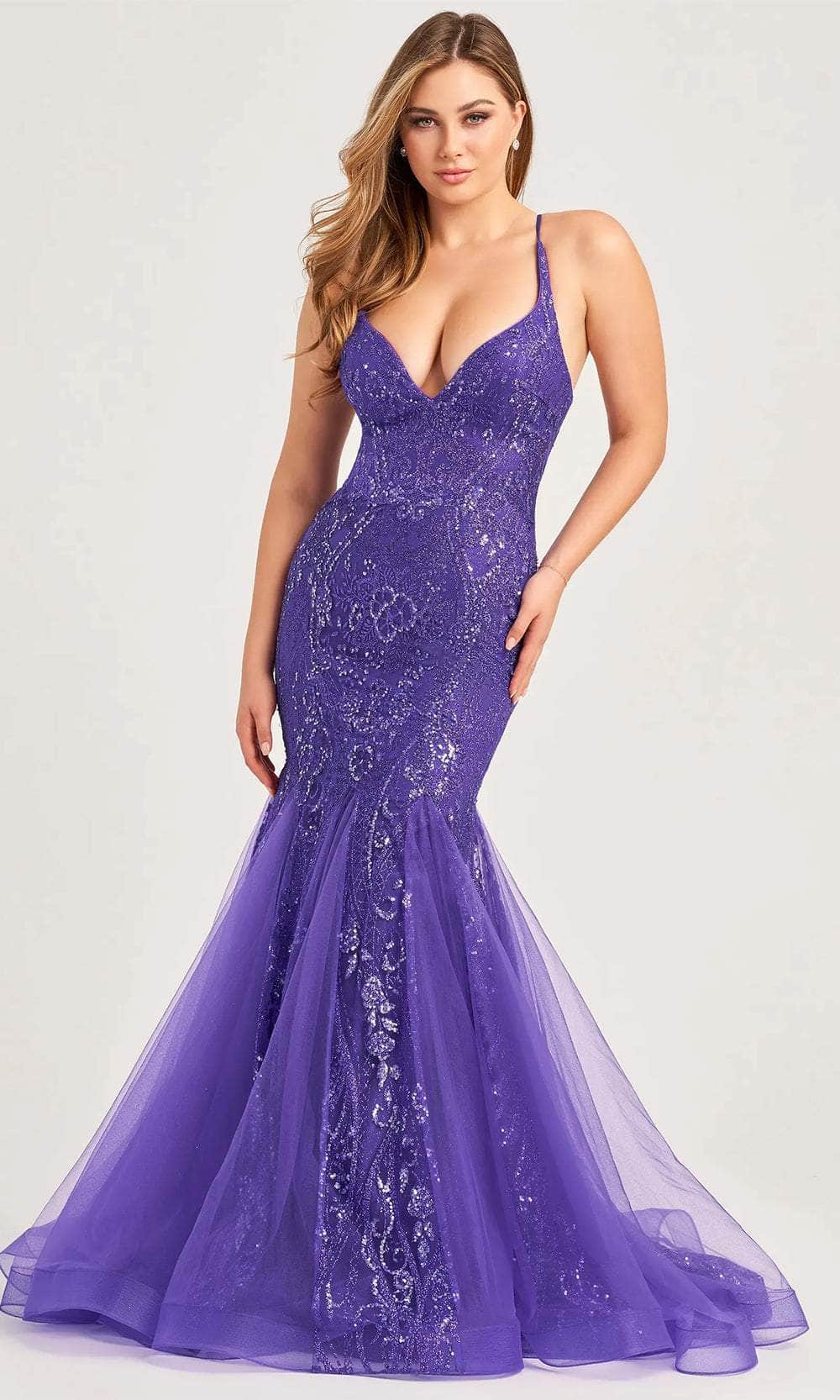 Colette By Daphne CL5109 - Lace Up Back Prom Dress Prom Dresses 00 / Purple