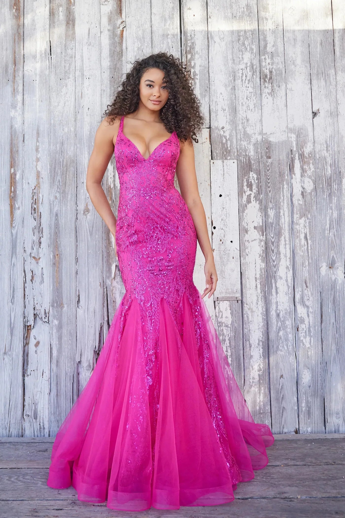 Colette By Daphne CL5109 - Long Novelty Glitter, Tulle Mermaid Dress - Spaghetti Straps, Embellished, Lace Up Back, Godets, Sweep Train ADASA Colette By Daphne CL5109 - Long Novelty Glitter, Tulle Mermaid Dress - Spaghetti Straps, Embellished, Lace Up Back, Godets, Sweep Train ADASA