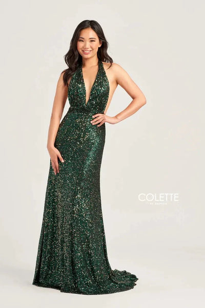 Colette By Daphne CL5115 - Halter Sequin Prom Dress