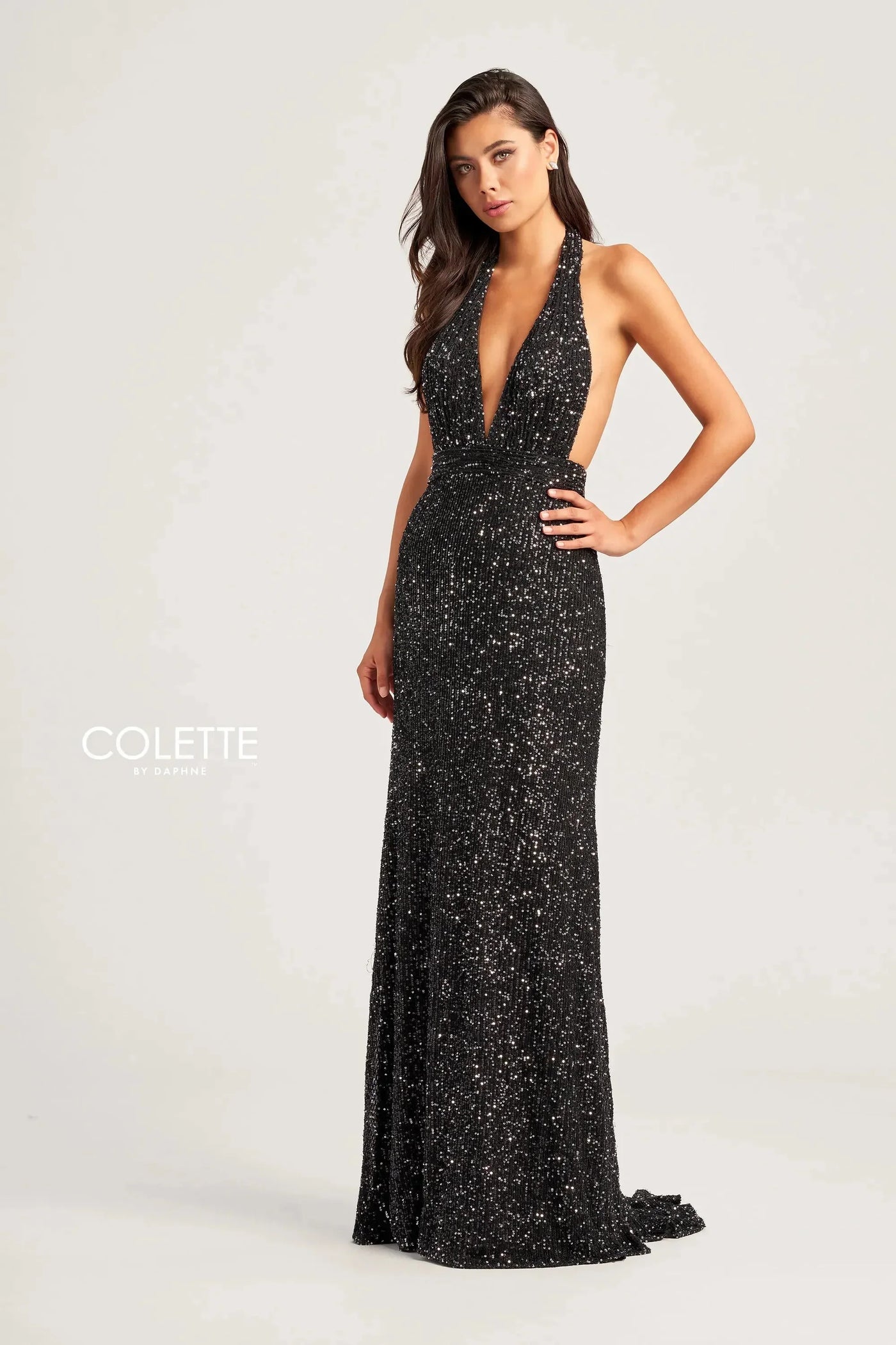 Colette By Daphne CL5115 - Halter Sequin Prom Dress