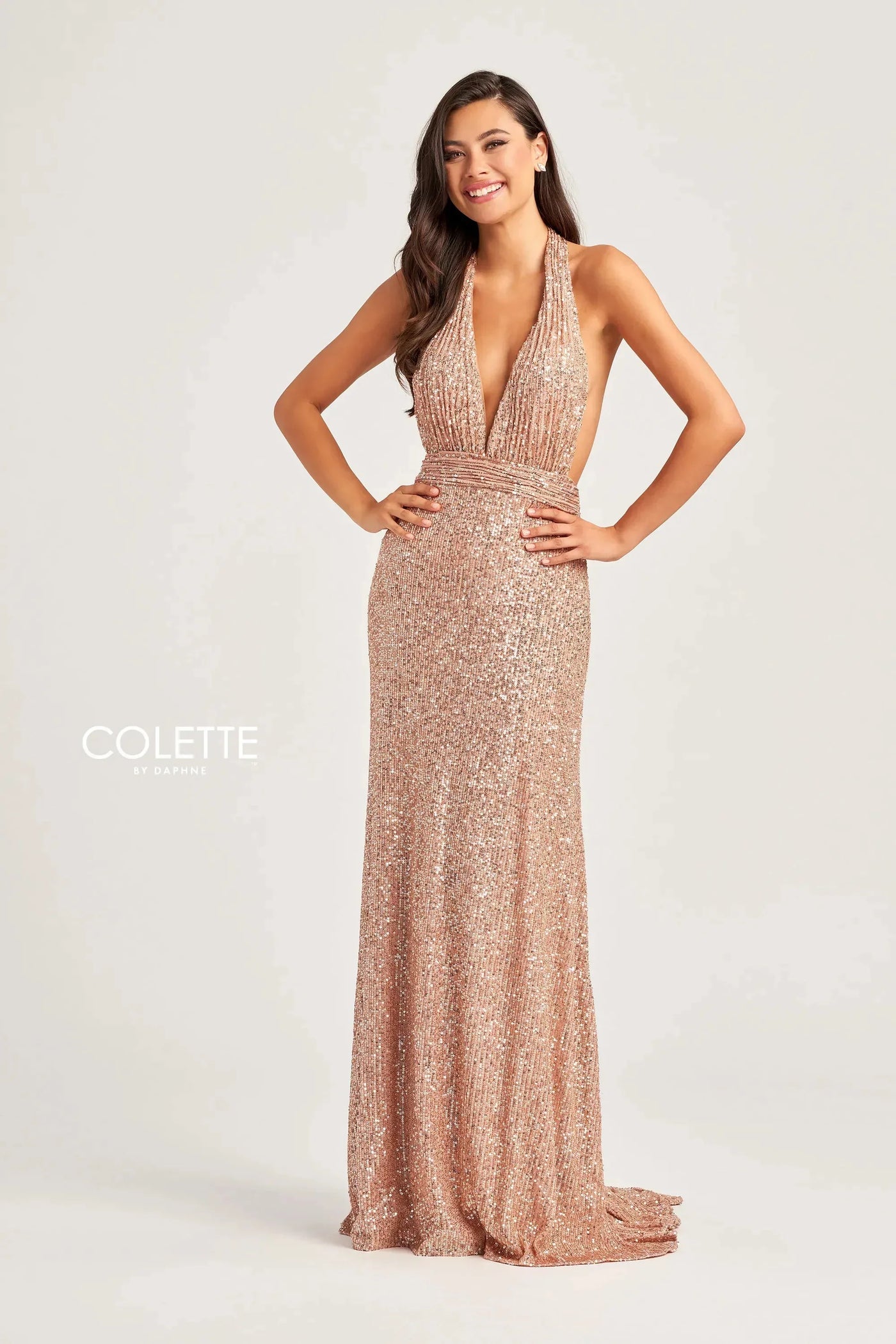 Colette By Daphne CL5115 - Halter Sequin Prom Dress