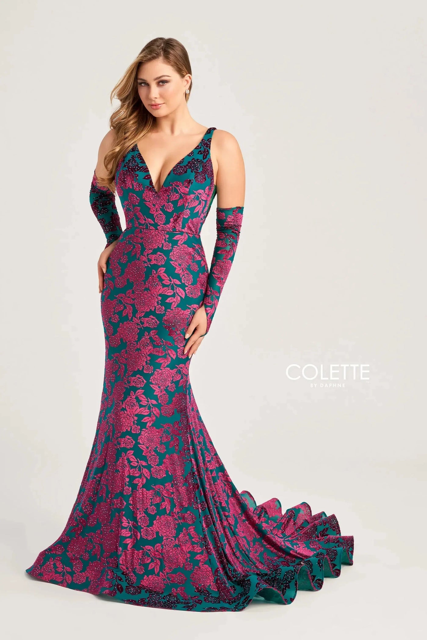 Colette By Daphne CL5121 - V-Neck Embellished Prom Dress