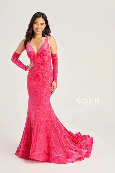 Colette By Daphne CL5121 - V-Neck Embellished Prom Dress