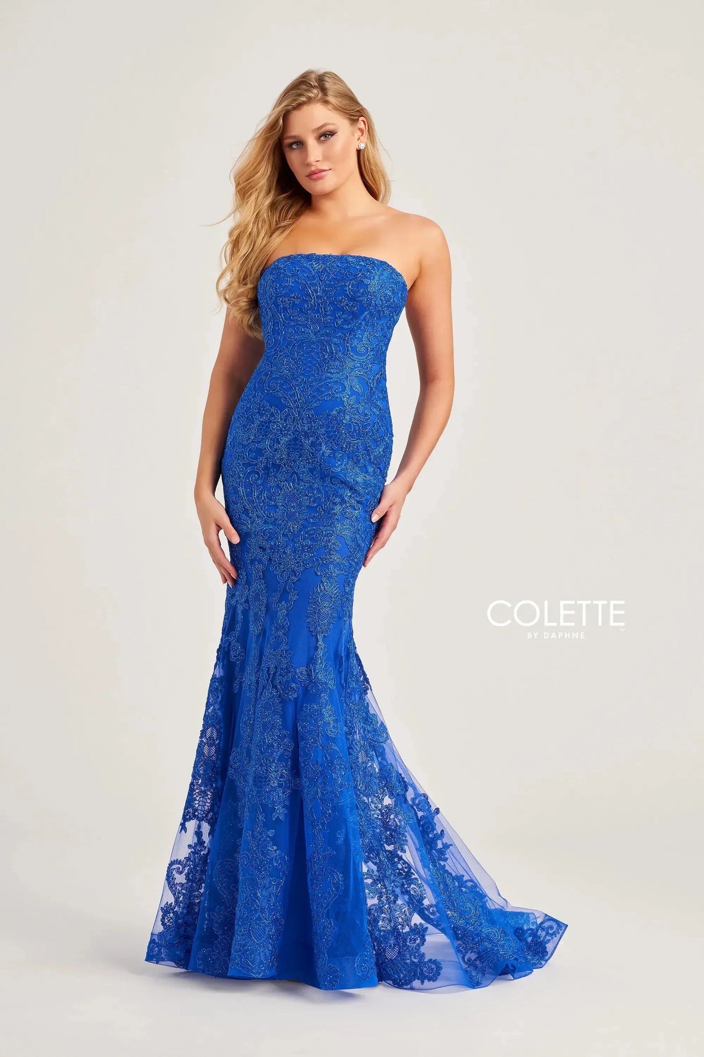 Colette By Daphne CL5123 - Strapless Lace Applique Prom Dress
