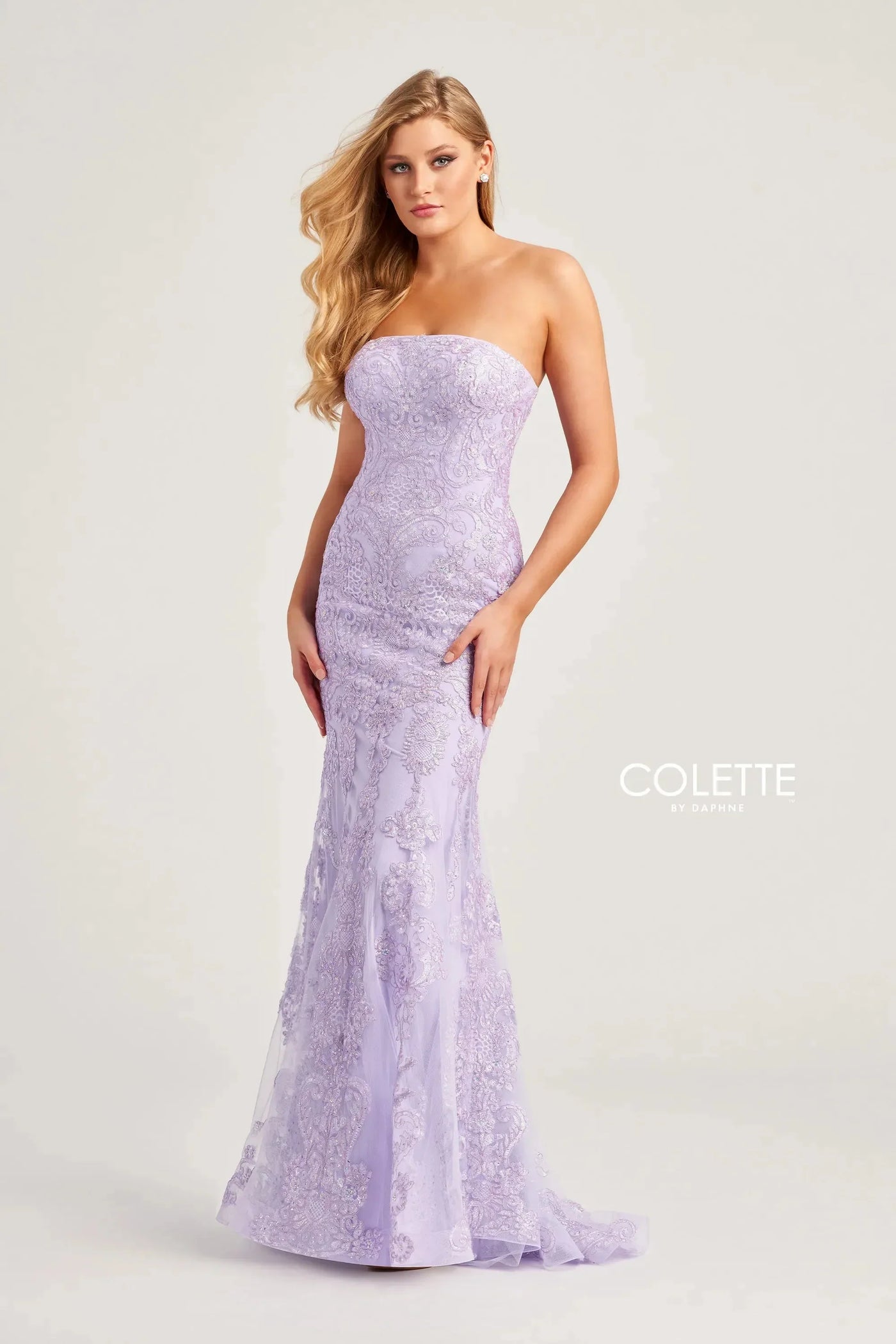 Colette By Daphne CL5123 - Strapless Lace Applique Prom Dress