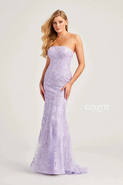 Colette By Daphne CL5123 - Strapless Lace Applique Prom Dress