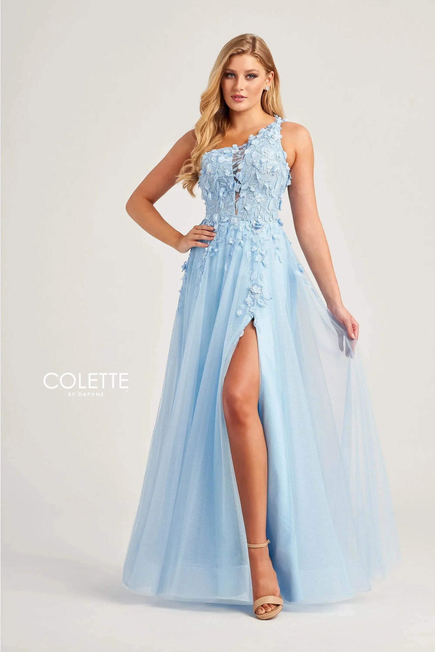 Colette By Daphne CL5124 - One Shoulder Applique Prom Dress
