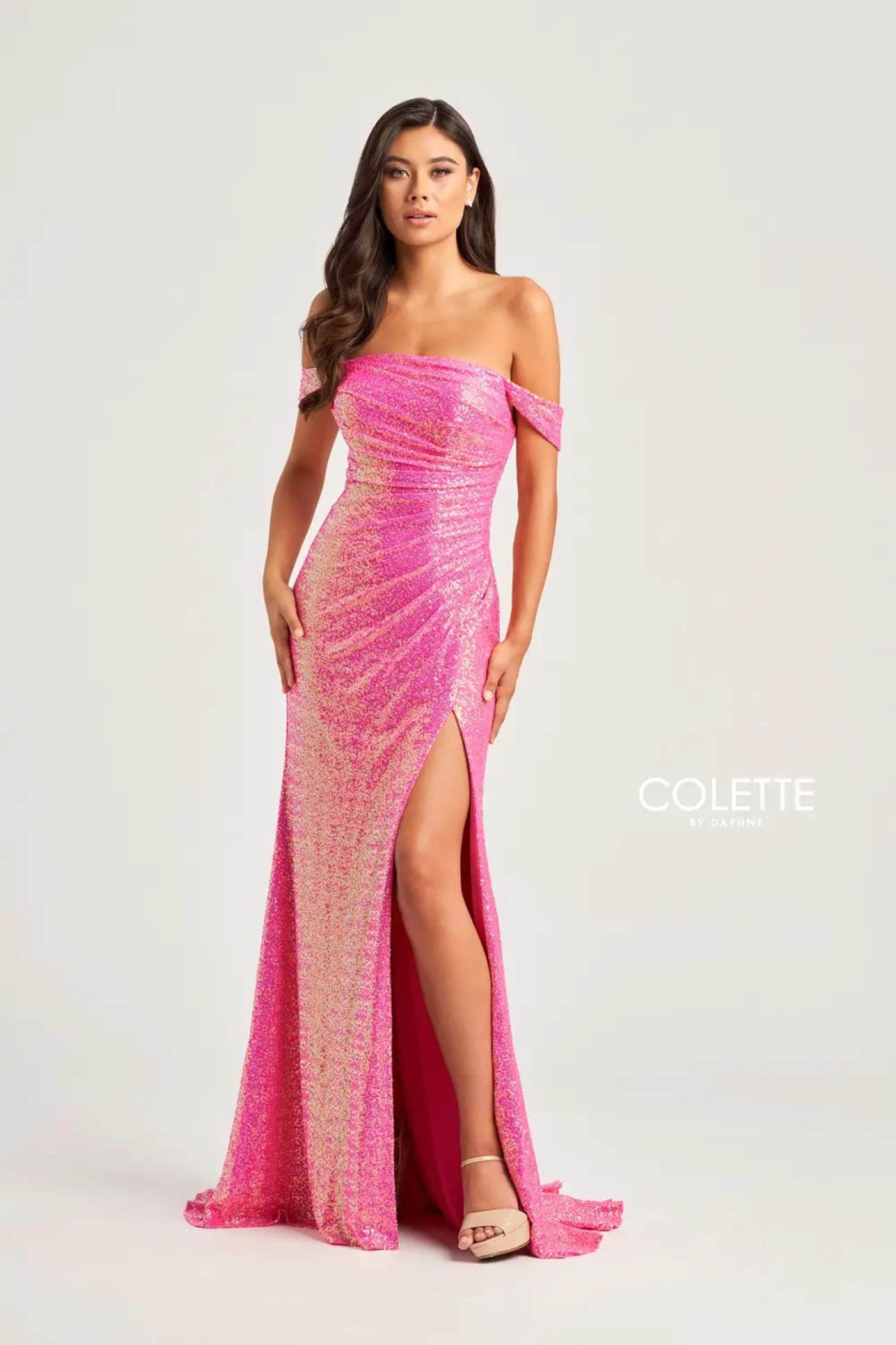 Colette By Daphne CL5129 - Ruched Sequin Prom Dress