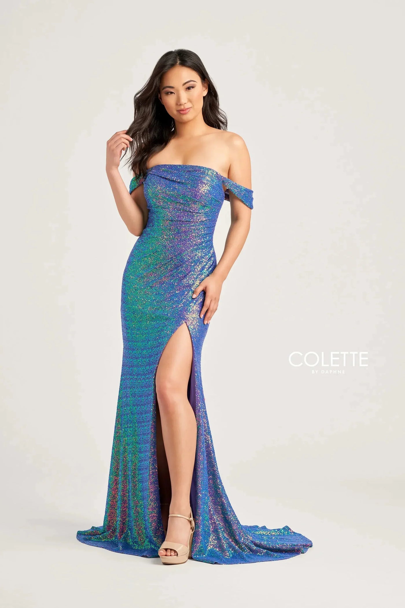Colette By Daphne CL5129 - Ruched Sequin Prom Dress