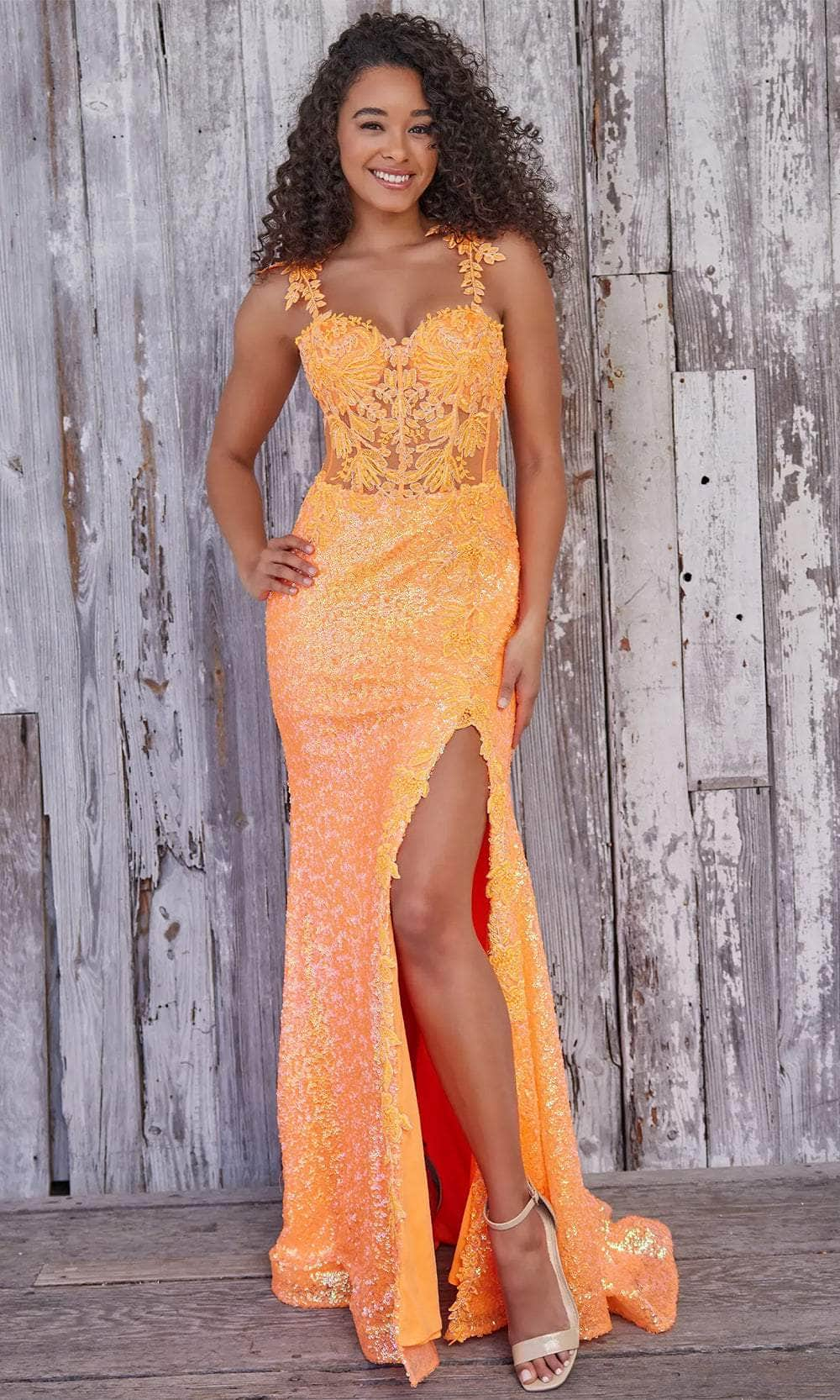 Colette By Daphne CL5133 - Lace Corset Prom Dress Prom Dresses 00 / Orange