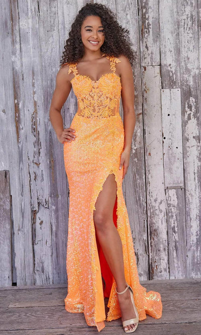 Colette By Daphne CL5133 - Lace Corset Prom Dress Prom Dresses 00 / Orange