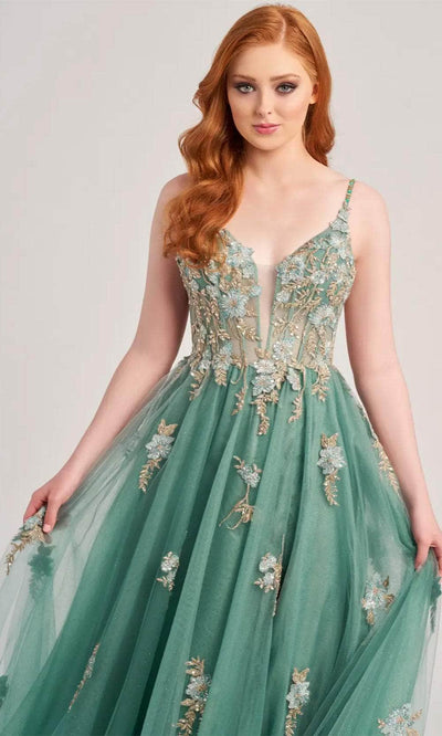 Colette By Daphne CL5143 - Lace Applique Illusion Prom Dress Evening Dresses