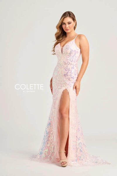 Colette By Daphne CL5155 - V-Neck Sequin Prom Dress