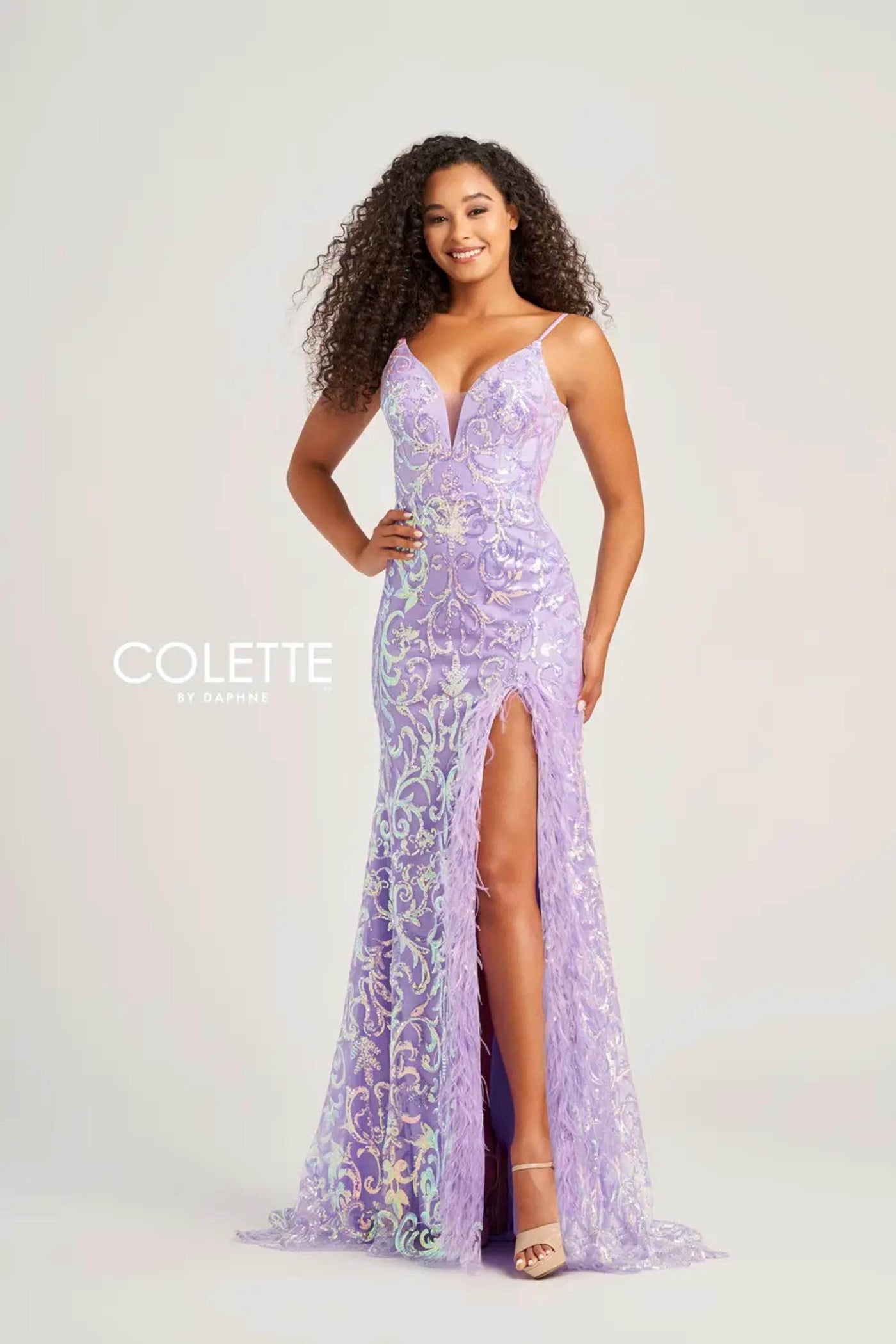 Colette By Daphne CL5155 - V-Neck Sequin Prom Dress