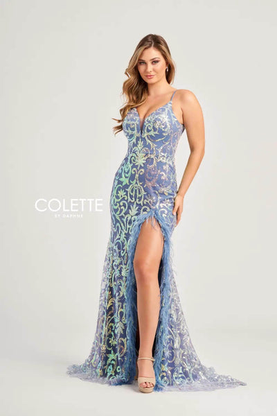 Colette By Daphne CL5155 - V-Neck Sequin Prom Dress