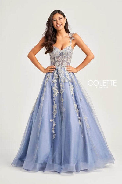 Colette By Daphne CL5165 - Applique Glitter Long Gown