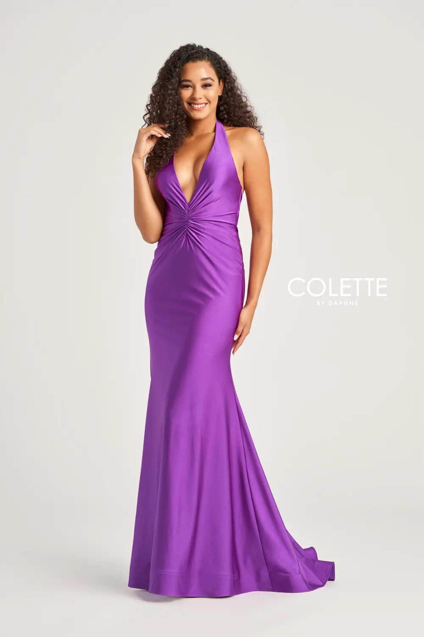 Colette By Daphne CL5199 - Plunging Halter Prom Dress