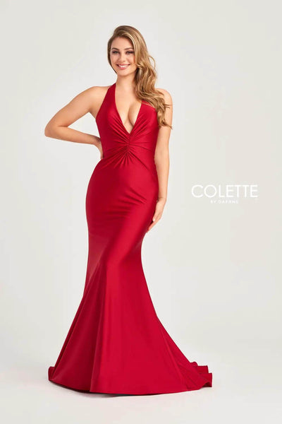 Colette By Daphne CL5199 - Plunging Halter Prom Dress