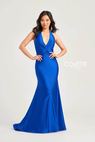 Colette By Daphne CL5199 - Plunging Halter Prom Dress